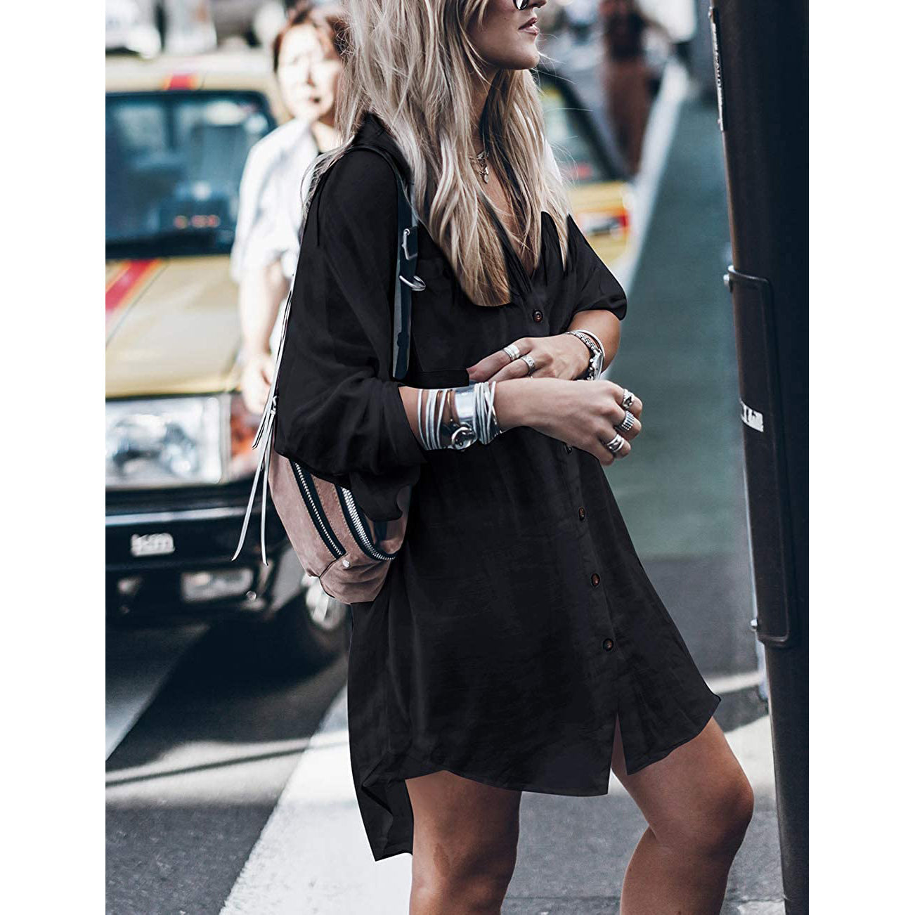 Women Loose Long Sleeve Swimsuit Cover Ups Button Down Beach Shirt
