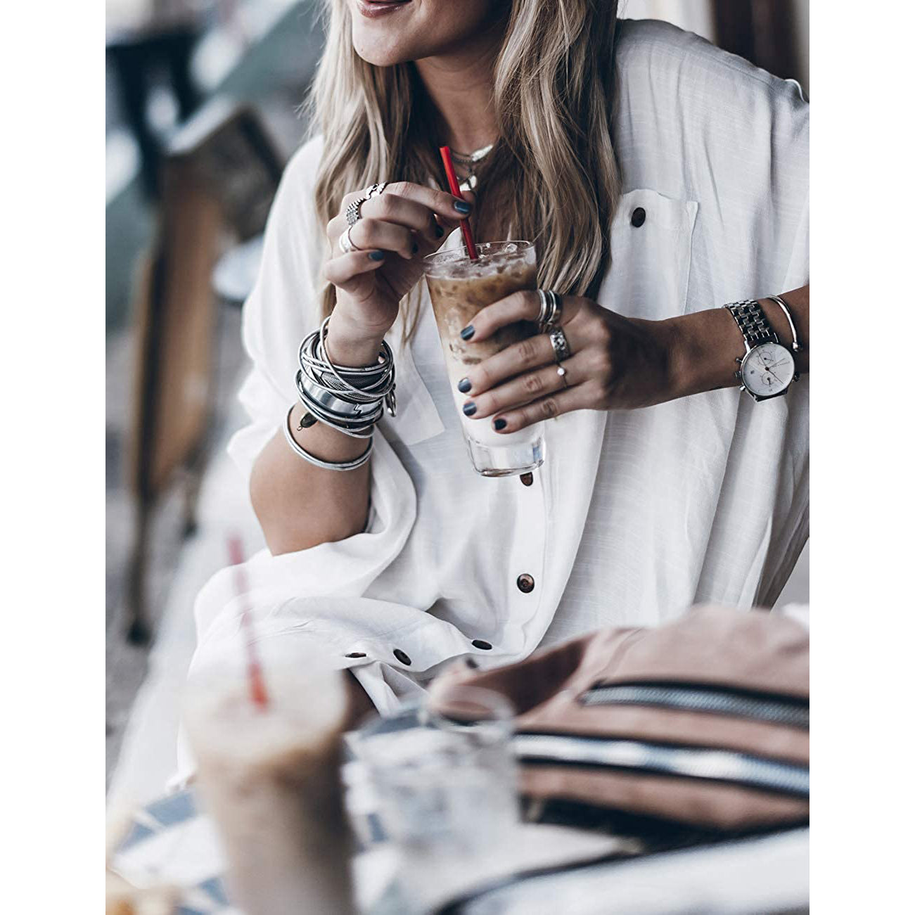 Women Loose Long Sleeve Swimsuit Cover Ups Button Down Beach Shirt