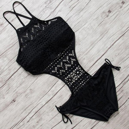 Women's One-Piece Bikini Solid Crochet Swimsuit