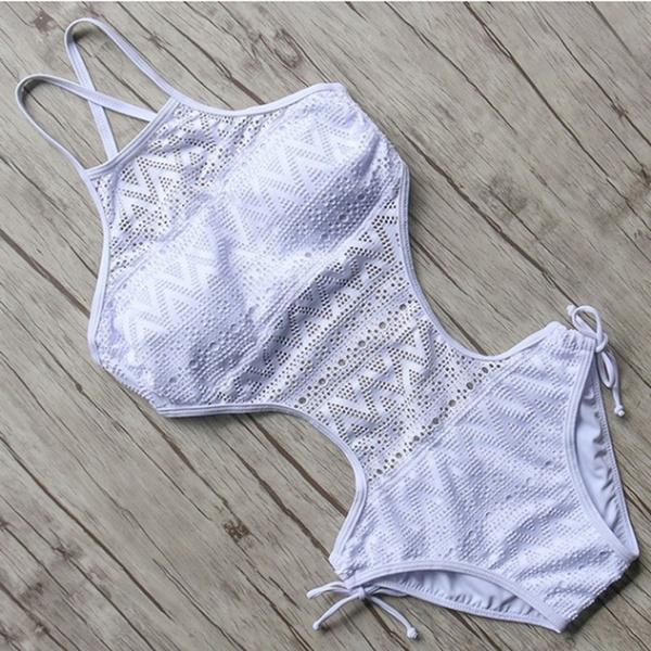 Women's One-Piece Bikini Solid Crochet Swimsuit